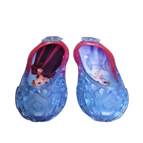 Frozen II Girl's Size 2 Pink Blue Snowflake Cutout Jelly Ballet Slipper … - Picture 4 of 13